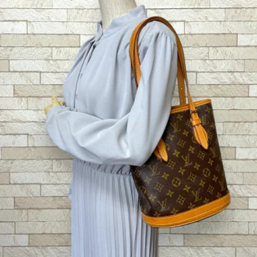 Louis Vuitton Bag Shoulder Monogram Brown Bucket Canvas